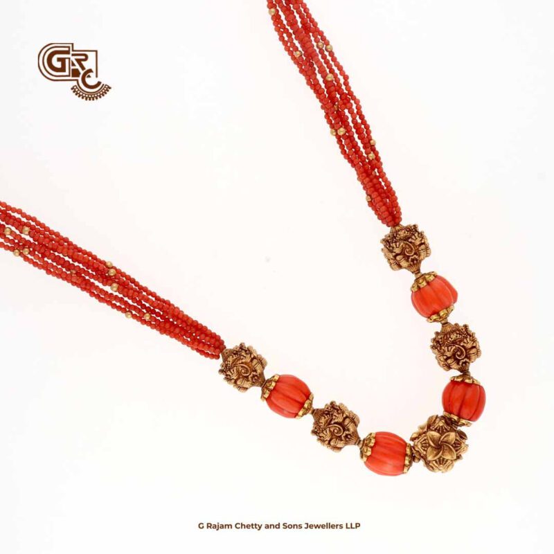 Antique Coral Red Beads Traditional Necklace