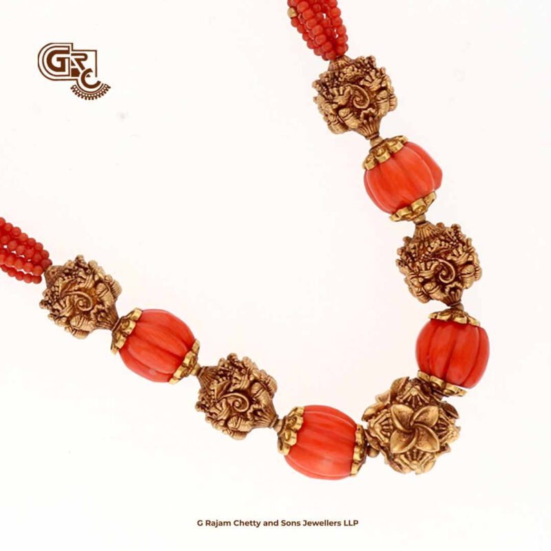 Antique Coral Red Beads Traditional Necklace