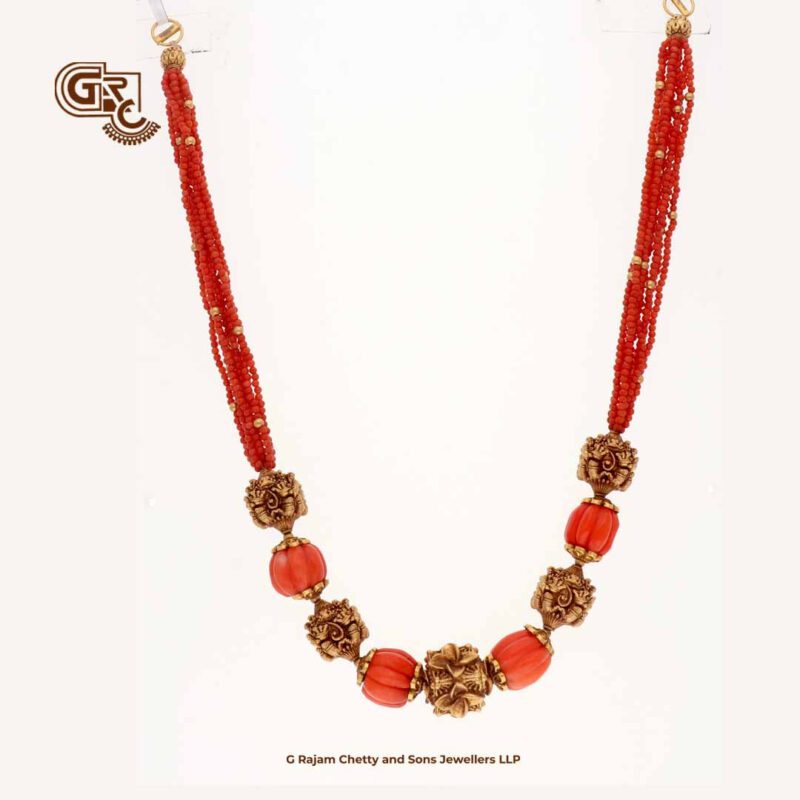 Antique Coral Red Beads Traditional Necklace