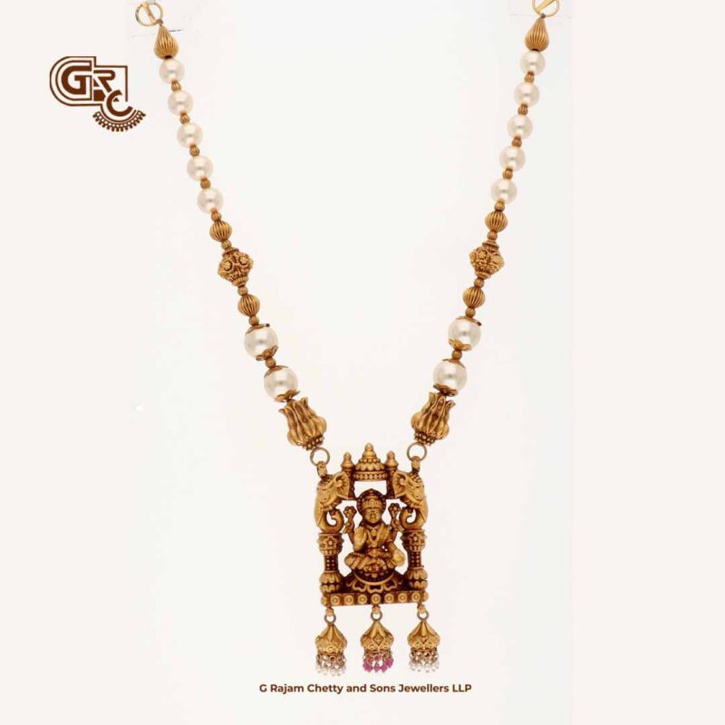 Antique Lakshmi White Pearl Traditional Necklace