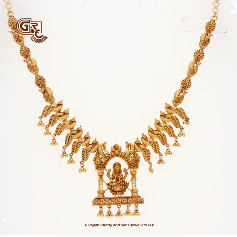 Antique Lakshmi Drops Peacock Paper Necklace with Chain