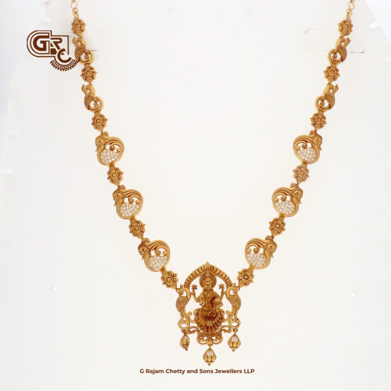 Antique Lakshmi Drops Gliter Stone Necklace with Chain