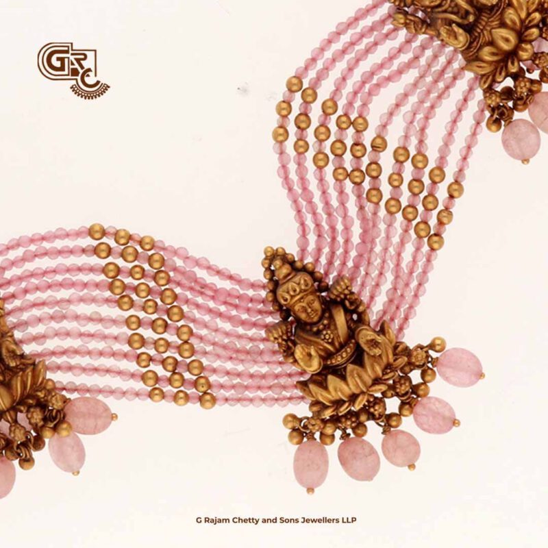 Pink Beads Antique Lakshmi Chocker Necklace