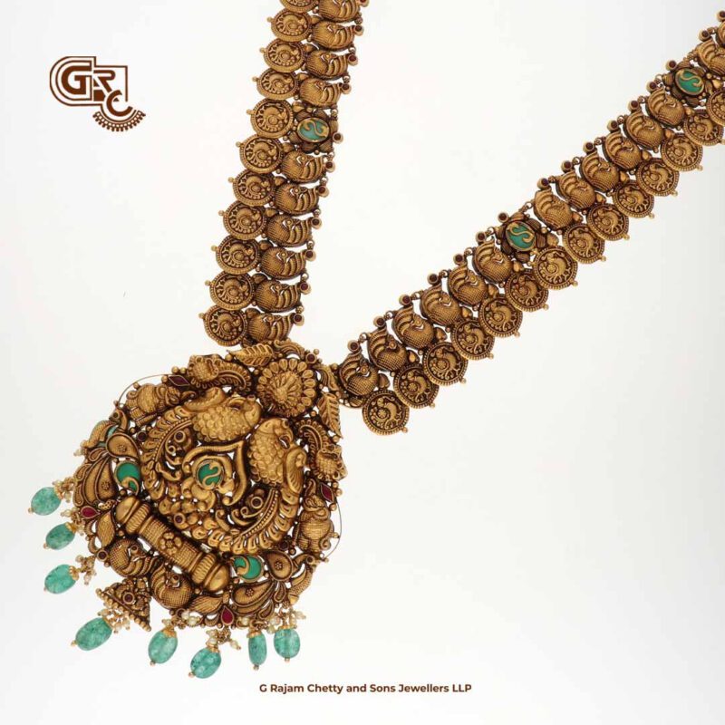 Antique Floral Green Beads V Traditional Haram