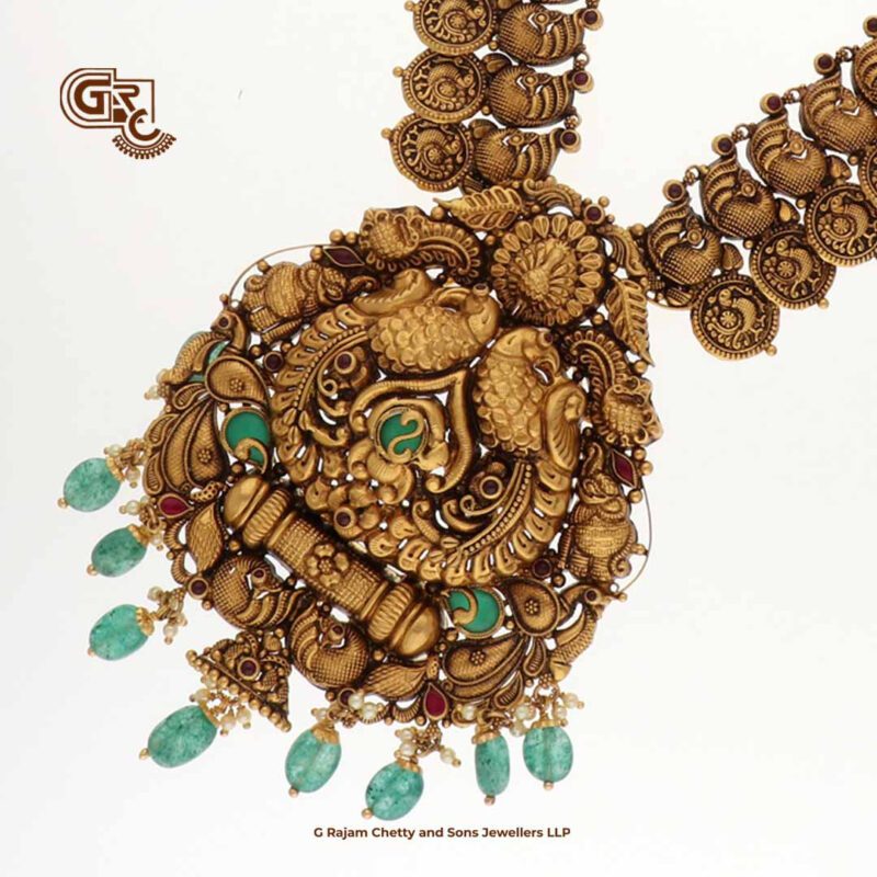 Antique Floral Green Beads V Traditional Haram