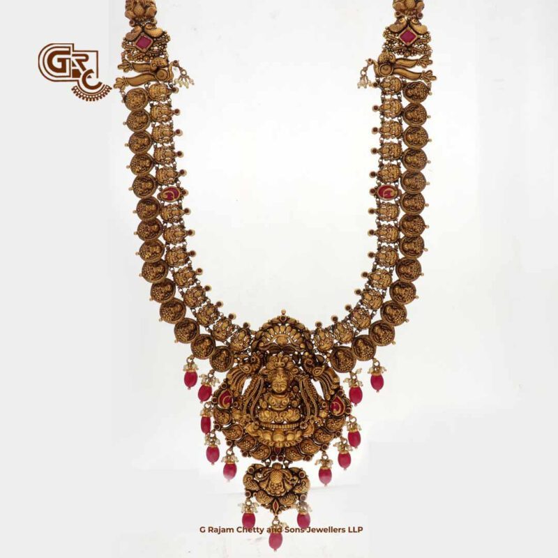 Antique Lakshmi Floral Ruby Beads Traditional Haram