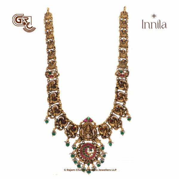 Antique Floral Ruby Stone Green Beads Gold Plated Haram Antique Floral Ruby Stone Green Beads Gold Plated Haram
