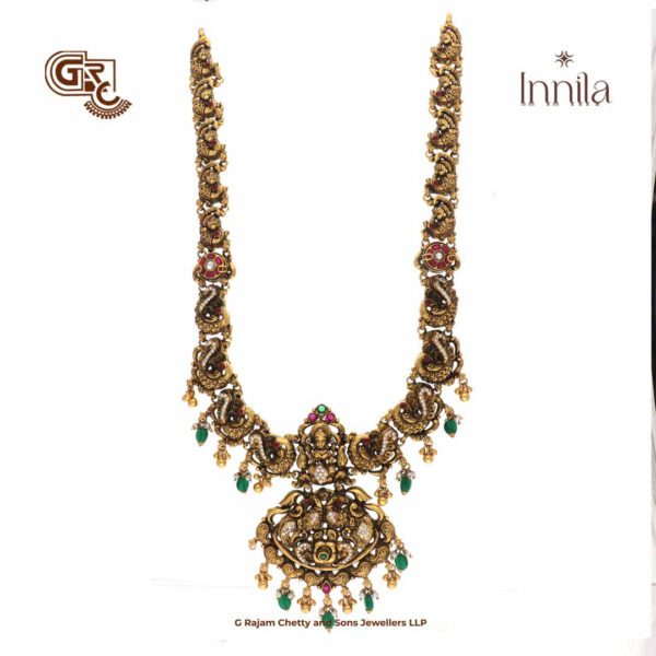 Antique Floral Green Beads Gold Plated Haram Antique Floral Green Beads Gold Plated Haram