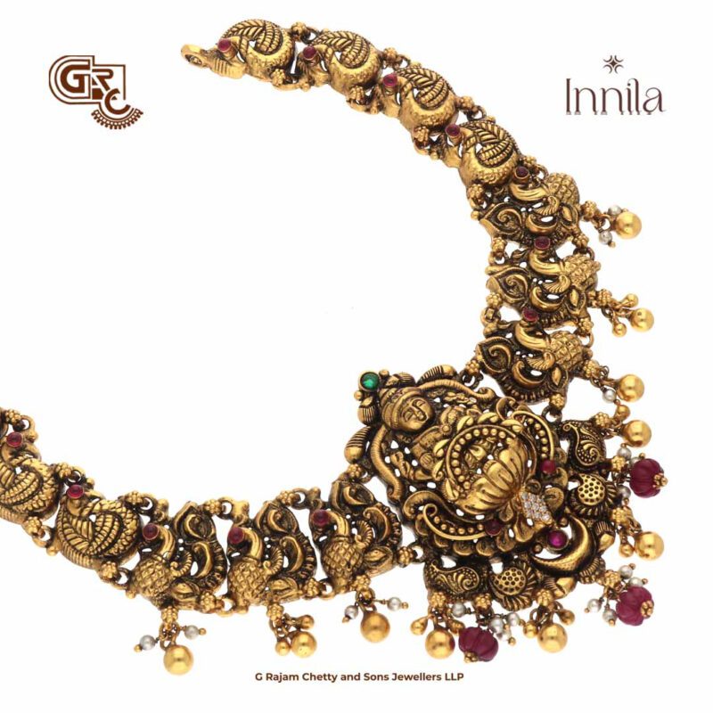 Antique Lakshmi Floral Gold Plated Necklace