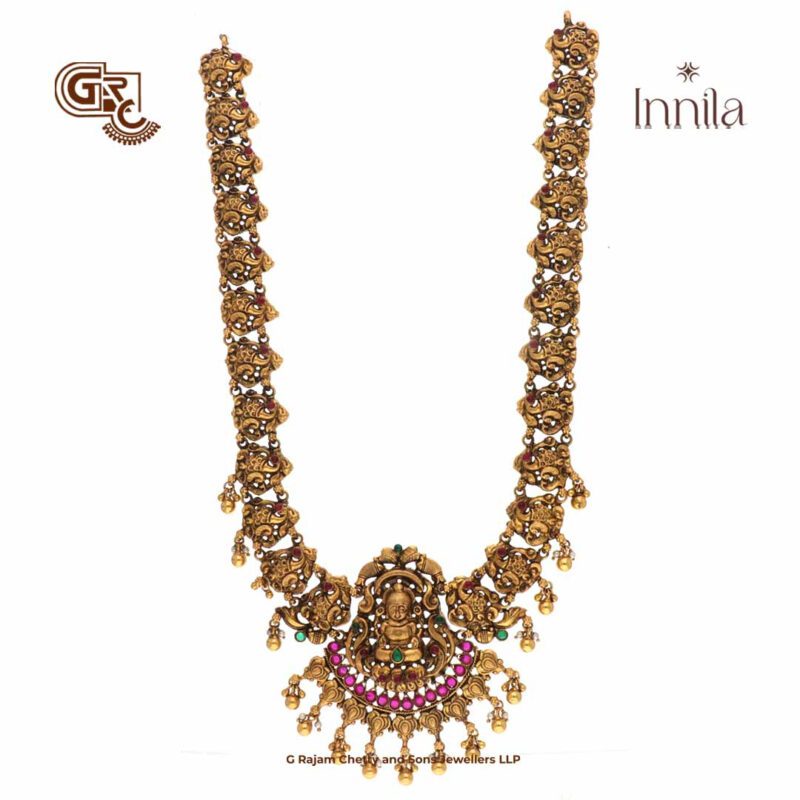 Antique Lakshmi Floral Beads Gold Plated Haram