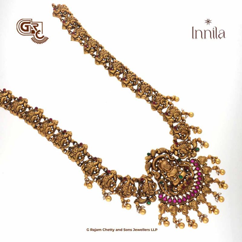 Antique Lakshmi Floral Beads Gold Plated Haram