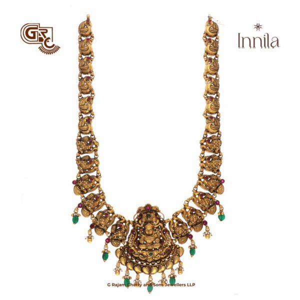 Antique Floral Green Beads Gold Plated Haram Antique Floral Green Beads Gold Plated Haram