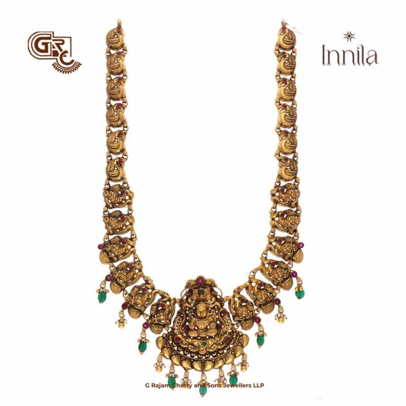 Antique Floral Green Beads Gold Plated Haram