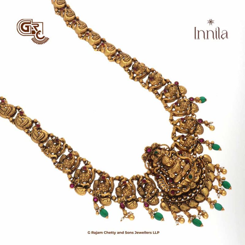 Antique Floral Green Beads Gold Plated Haram