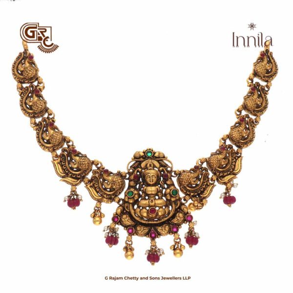Antique Lakshmi Floral Ruby Stone Gold Plated Necklace Antique Lakshmi Floral Ruby Stone Gold Plated Necklace