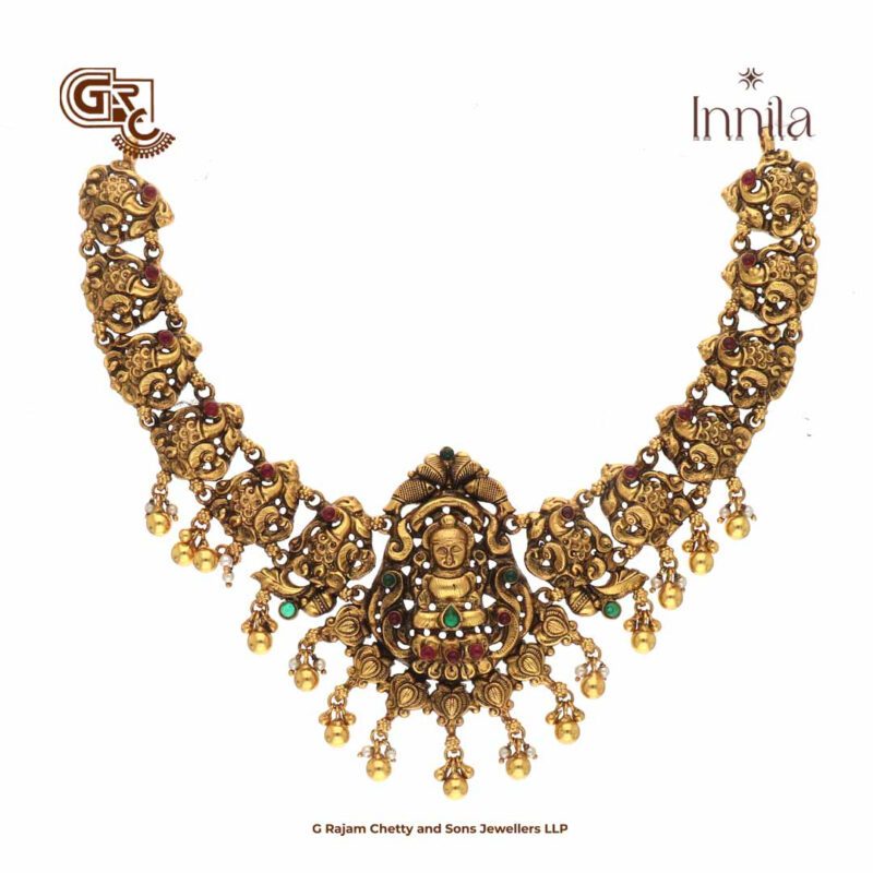Antique Lakshmi Floral Beads Gold Plated Necklace