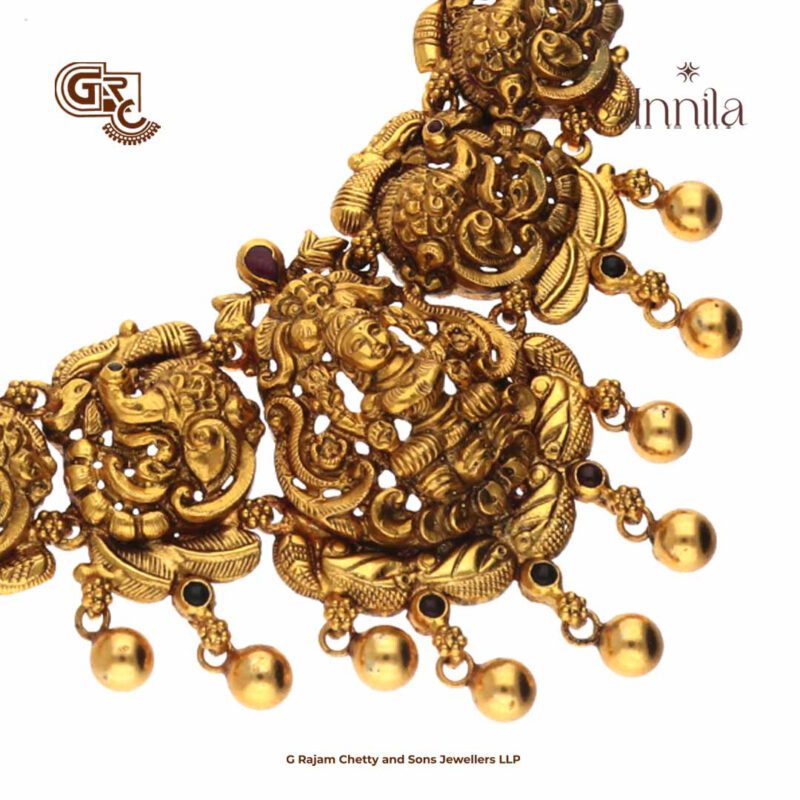 Antique Lakshmi Floral Gold Plated Necklace