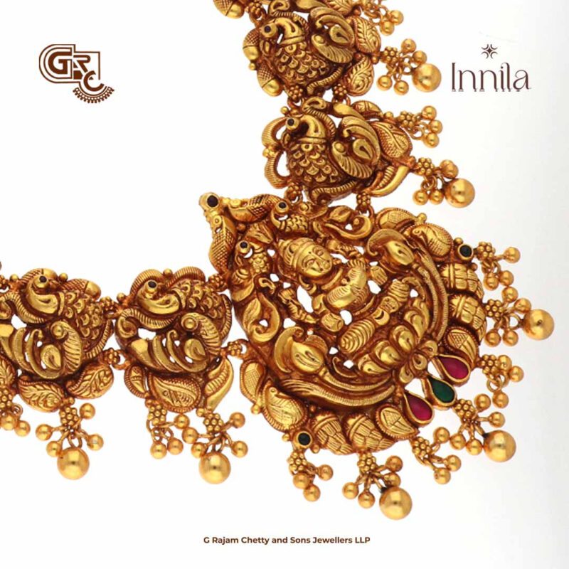 Antique Floral Lakshmi Gold Plated Haram