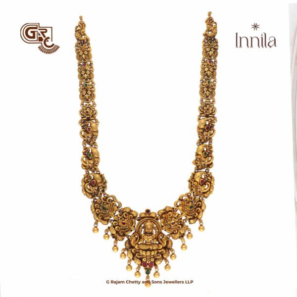 Antique Lakshmi Floral Gold Beads Gold Plated Haram Antique Lakshmi Floral Gold Beads Gold Plated Haram