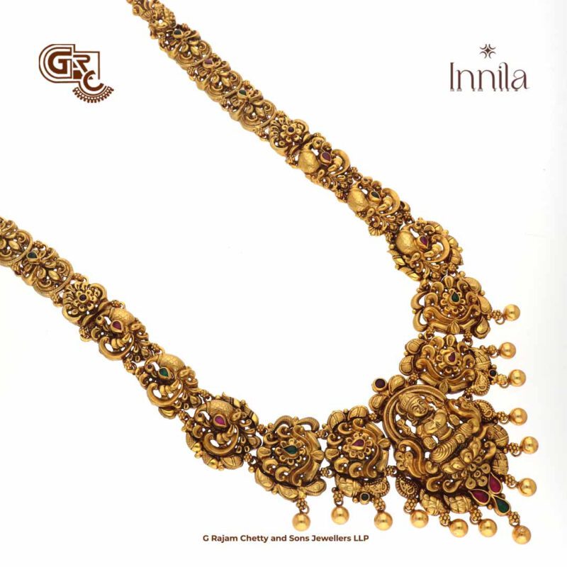 Antique Lakshmi Floral Gold Beads Gold Plated Haram