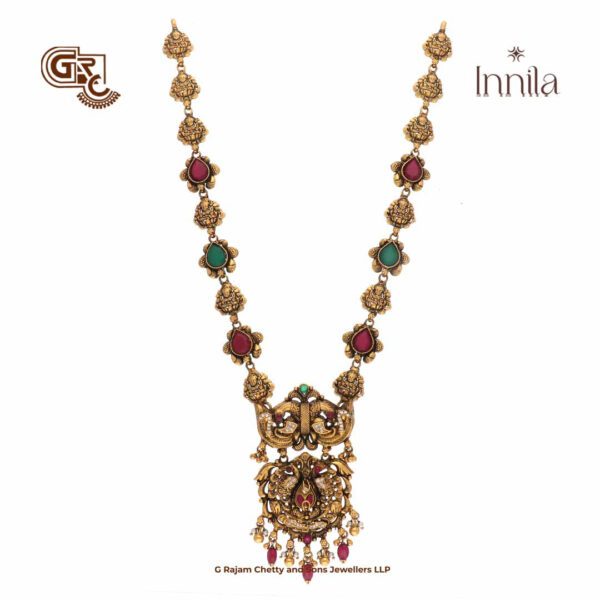 Antique Lakshmi Floral Stone Gold Plated Haram Antique Lakshmi Floral Stone Gold Plated Haram
