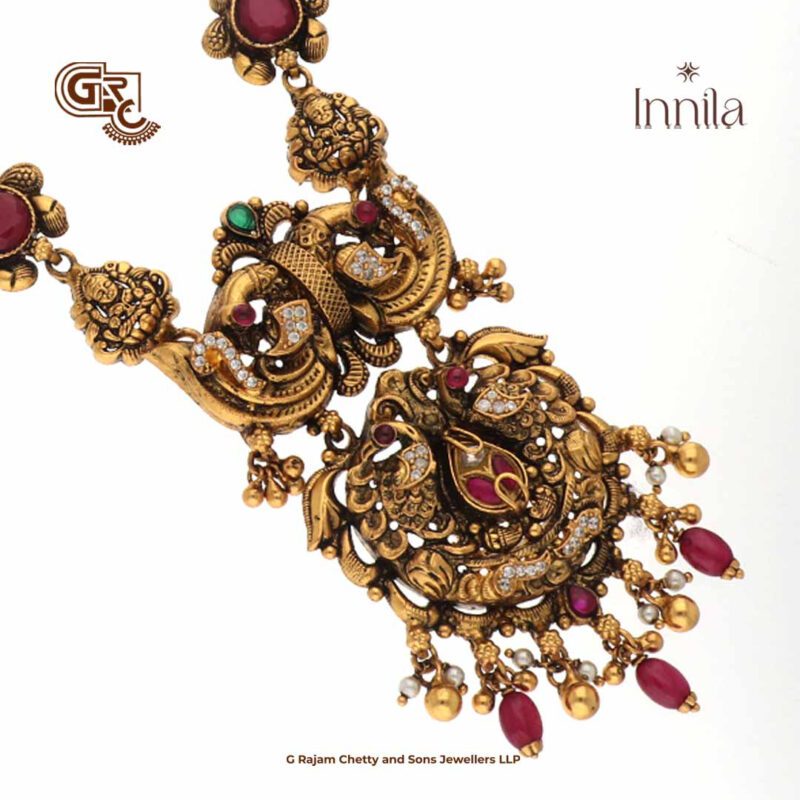 Antique Lakshmi Floral Stone Gold Plated Haram