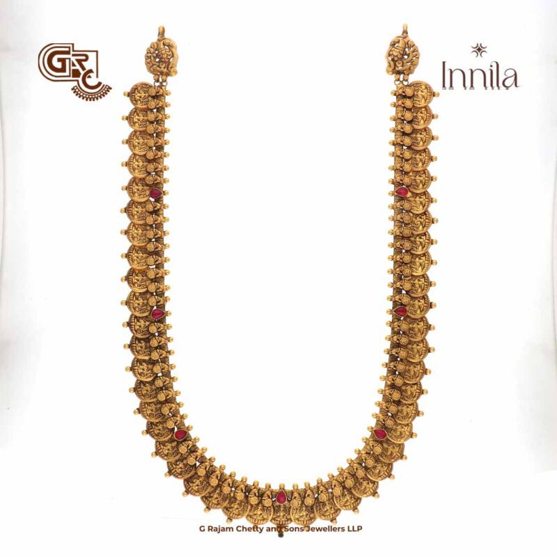 Antique Lakshmi Kasu Floral Gold Plated Haram