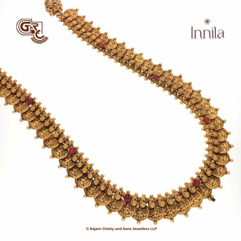 Antique Lakshmi Kasu Floral Gold Plated Haram
