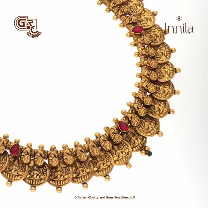 Antique Lakshmi Kasu Floral Gold Plated Haram