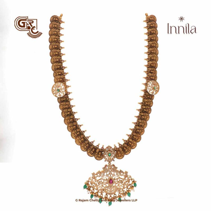 Antique Lakshmi Kay Gliter Stone Gold Plated Haram
