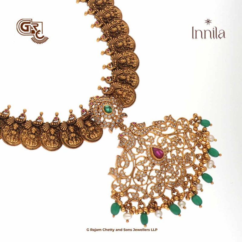 Antique Lakshmi Kay Gliter Stone Gold Plated Haram
