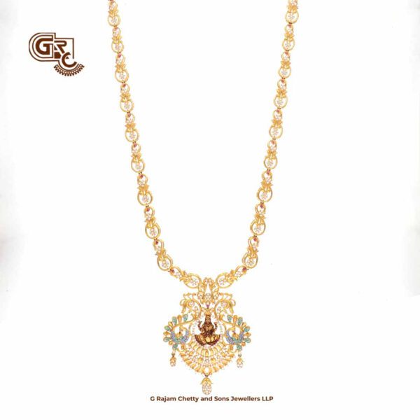 Glitering Stone Antique Lakshi Enamal Haram Glitering Stone Antique Lakshi Enamal Haram
