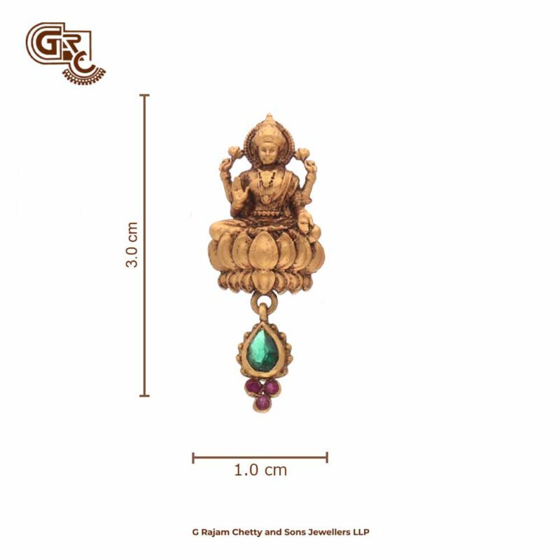 Antique Lakshmi Green Stone Drops Earring