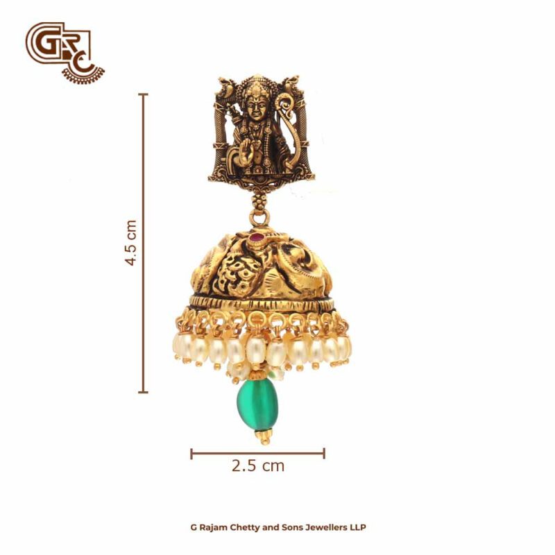 Antique Krishna Jimikki Green Beads Earring
