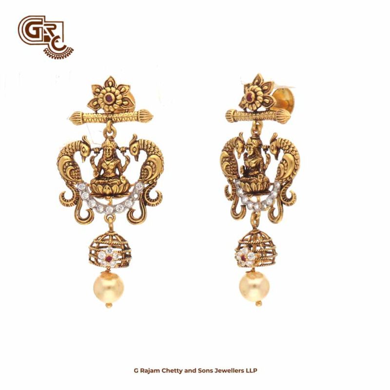 Antique Lakshmi Floral Gold Beads Fancy Earring