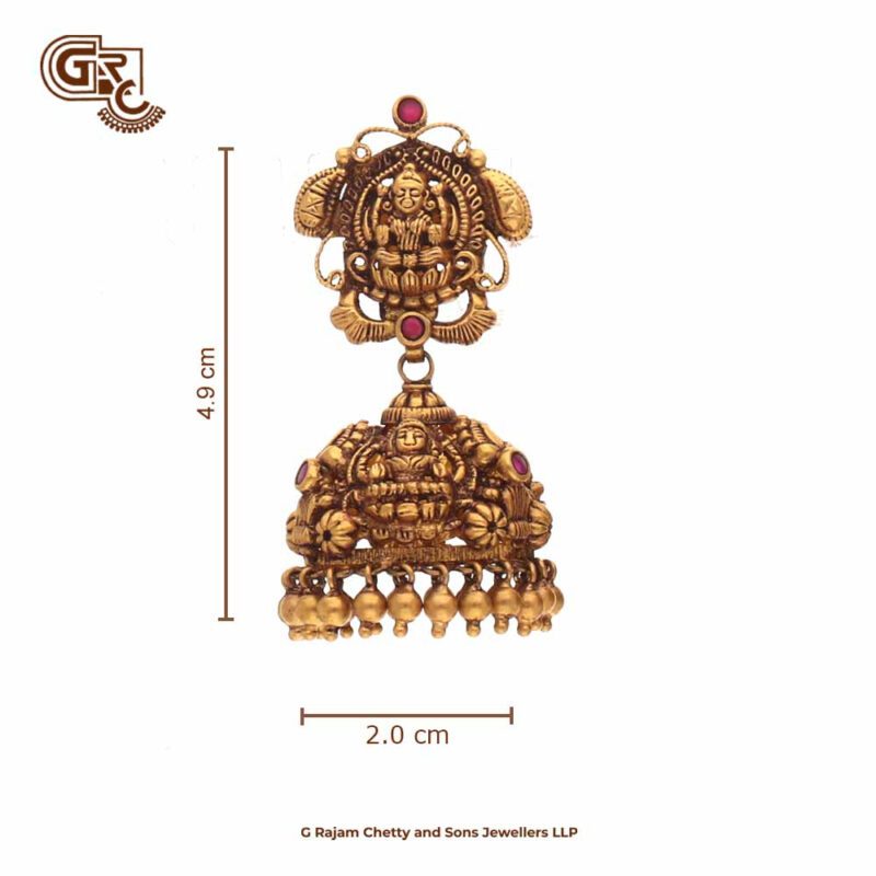 Antique Lakshmi Floral Gold Beads Jimikki Earring