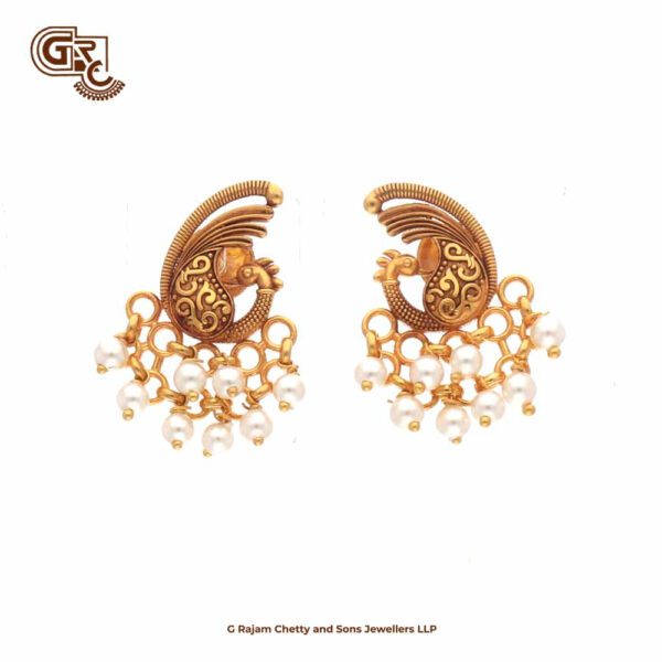 Antique Peacock Pearl Drops Earring Antique Peacock Pearl Drops Earring