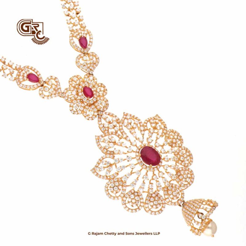 Glitering Stone Floral Fancy Ruby Drops Haram