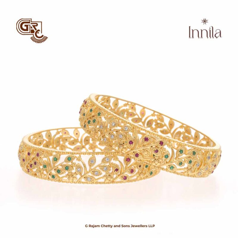 Gliter Stone Leaf Floral Innila Bangle