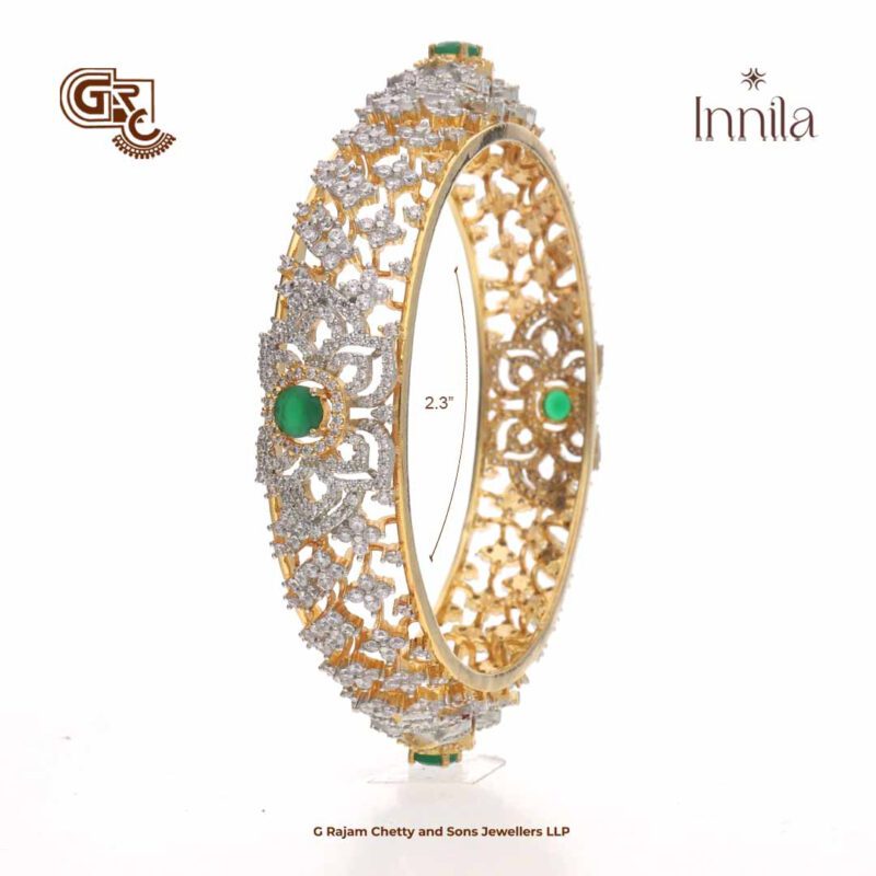 Green Gliter Stone Leaf Florl Innila Bangle