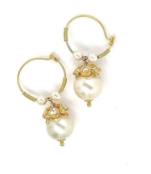 18Kt Gold Lightweighted Pearl Hoop Earrings PKE18/17