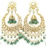 18kt Gold Kundan Polki Chandbali Earrings PKE18/6