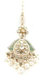 18Kt Gold Kundan Polki Pearl Teeka / Mang Tika PKT18/9