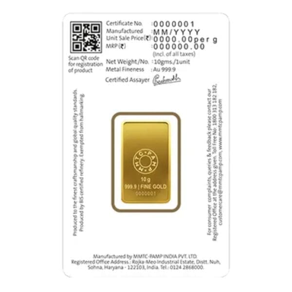 Lakshmi 24k (999.9) 10 gm Gold Bar