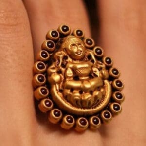 22Kt Gold Antique Temple Goddess Laxmi Ring RL22/1221