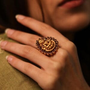 22Kt Gold Antique Temple Goddess Laxmi Ring RL22/1221