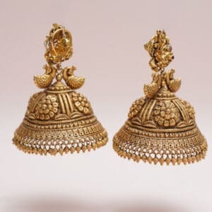 22kt Antique Yellow Gold Heavy Peacock Jhumka JH22/81