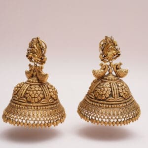 22kt Antique Yellow Gold Heavy Peacock Jhumka JH22/81