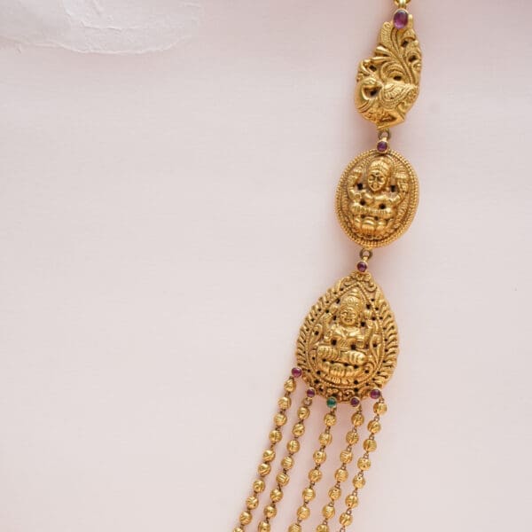 Elegant 22kt Gold Temple Long Layered Goddess Laxmi Haar NK22/17