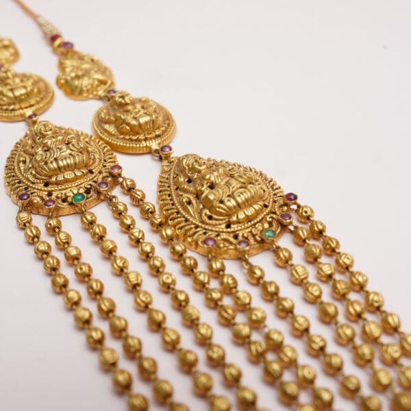 Elegant 22kt Gold Temple Long Layered Goddess Laxmi Haar NK22/17